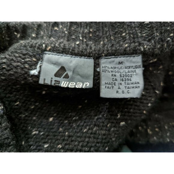 Vintage 90s Sweater Dark Gray Chunky V-Neck Oversize Cable Knit Misses Size M - Picture 7 of 8